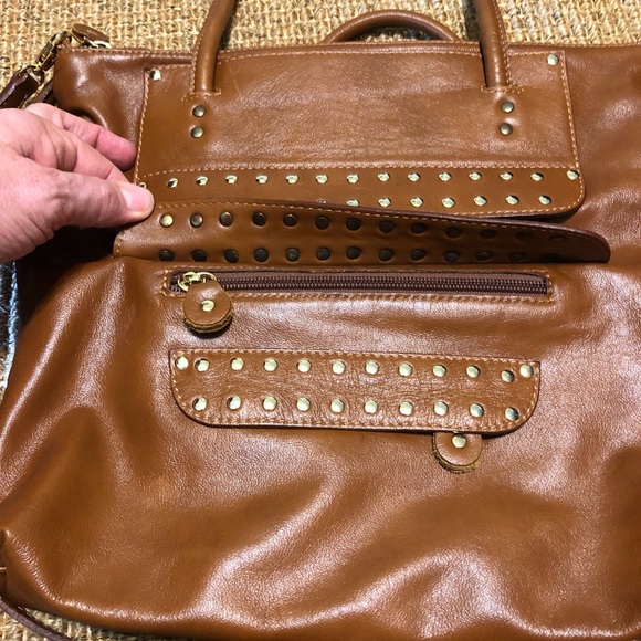 Regina Italian Leather Large Studded Tote/Shoulder Bag - Picture 10 of 14